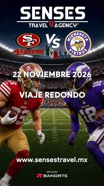Evento: San Francisco 49ers vs Minnesota Vikings<br />Recinto: Estadio Banorte<br /><br />Salida: Tour desde Pachuca, Tizayuca, Actopan y Tulancingo