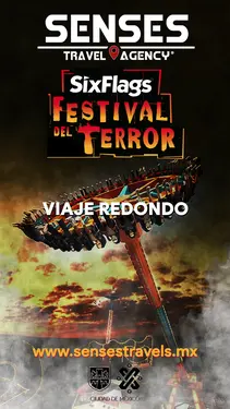 Six Flags México<br />Festival del Terror<br />Lugar: Carretera Picacho-Ajusco, CDMX<br /><br />Salida: Tour desde Pachuca y Tizayuca