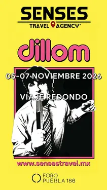 Artista: Dillom<br />Recinto: Foro Puebla 186<br /><br />Género: Trap, Alternativo, Rap, Horrorcore, Punk Rock, Pop y electrónica<br /><br />Tour desde Pachuca, Tizayuca, Actopan, Hidalgo